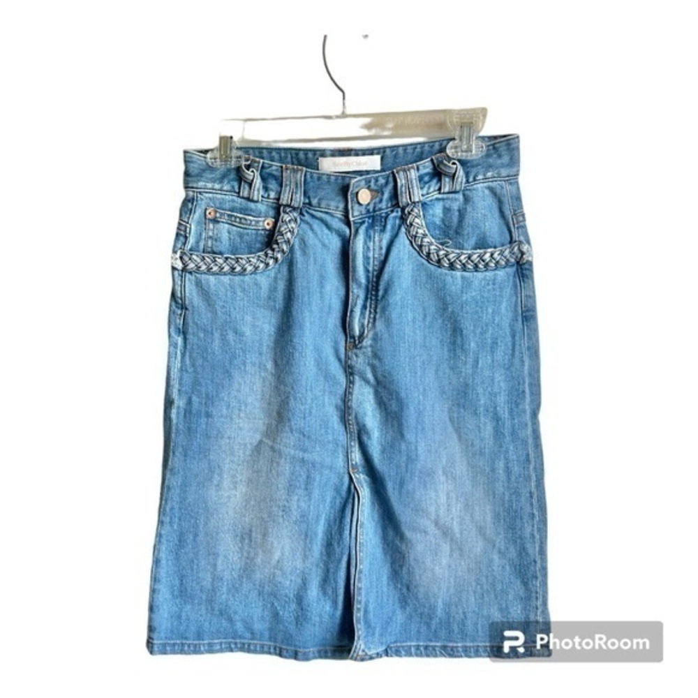 See by Chloe braided waist straight jean skirt 8